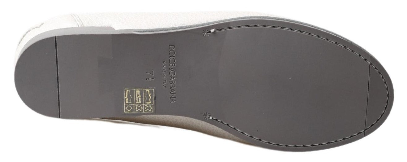 Dolce & Gabbana Light Gray Leather Loafer Slip On Mocassin Shoes - DEA STILOSA MILANO