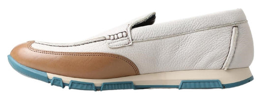 Dolce & Gabbana White Leather Loafers Moccasins Shoes - DEA STILOSA MILANO