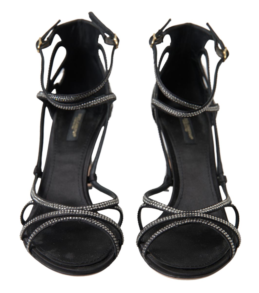 Dolce & Gabbana Rhinestone Stiletto Sandal Satin Shoes - DEA STILOSA MILANO