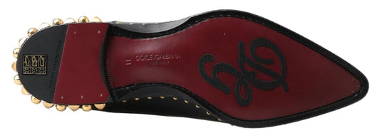 Dolce & Gabbana Black Derby Gold Studded Leather Shoes - DEA STILOSA MILANO