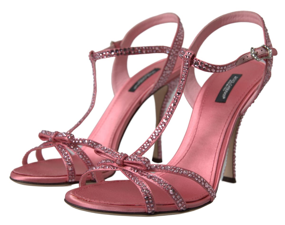 Dolce & Gabbana Pink Crystal Ankle Strap Shoes Sandals - DEA STILOSA MILANO