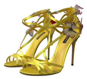 Dolce & Gabbana Yellow Keira Butterfly Appliqués Sandals - DEA STILOSA MILANO