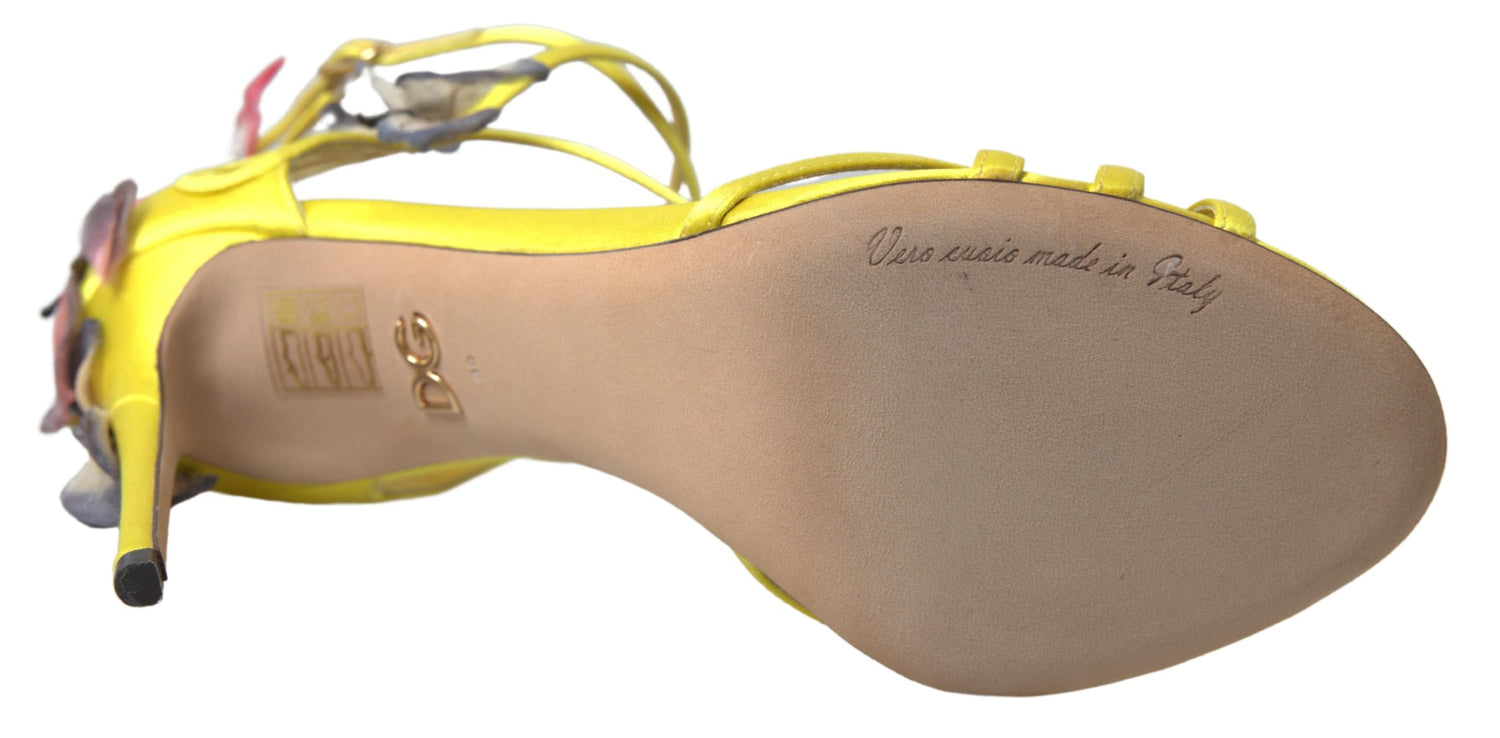 Dolce & Gabbana Yellow Keira Butterfly Appliqués Sandals - DEA STILOSA MILANO