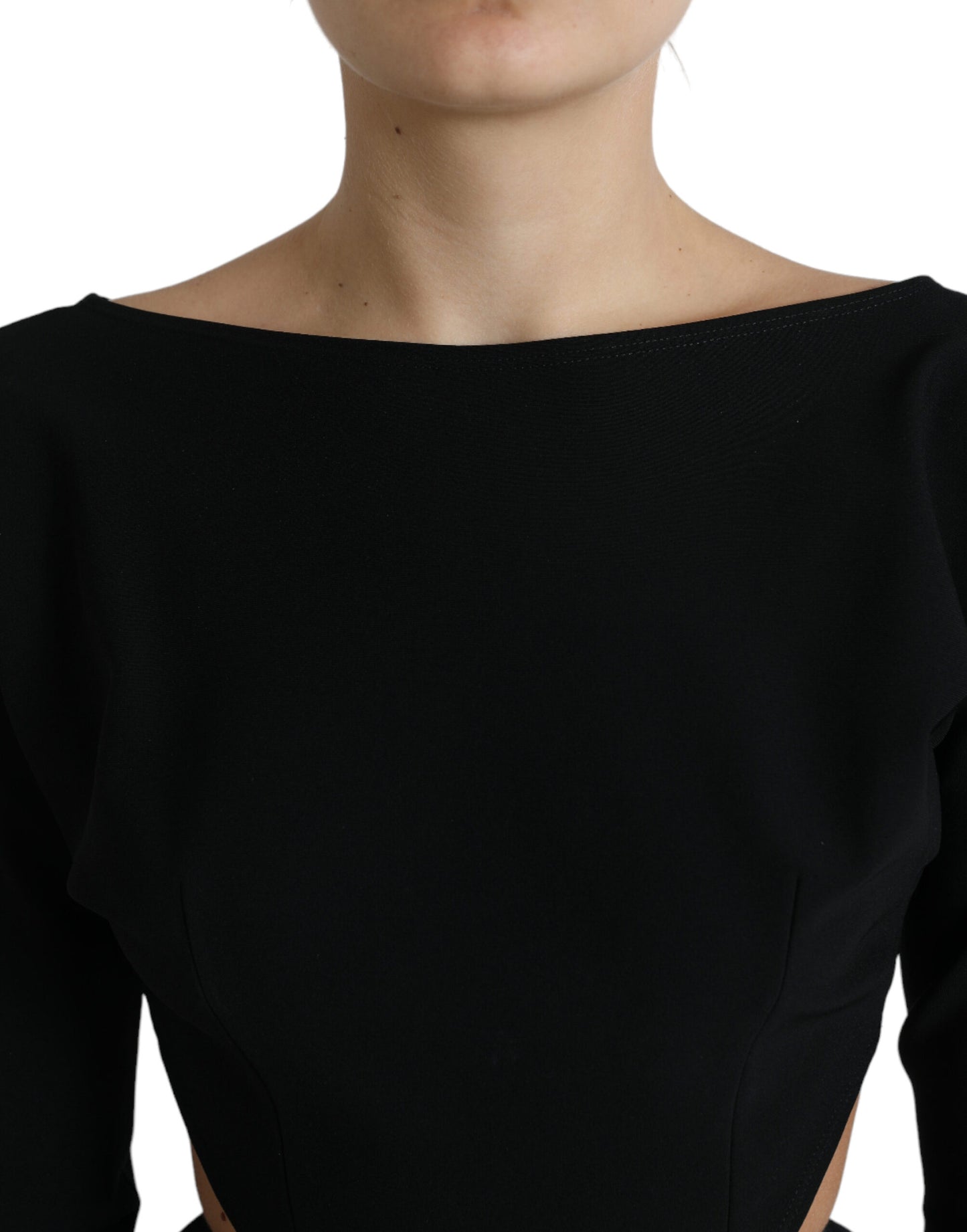 Dolce & Gabbana Black Viscose Cut Out A-line Long Sleeves Mini Dress - DEA STILOSA MILANO