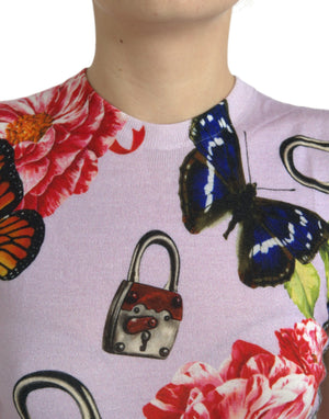 Dolce & Gabbana Multicolor Floral Padlock Butterfly Tank Top - DEA STILOSA MILANO