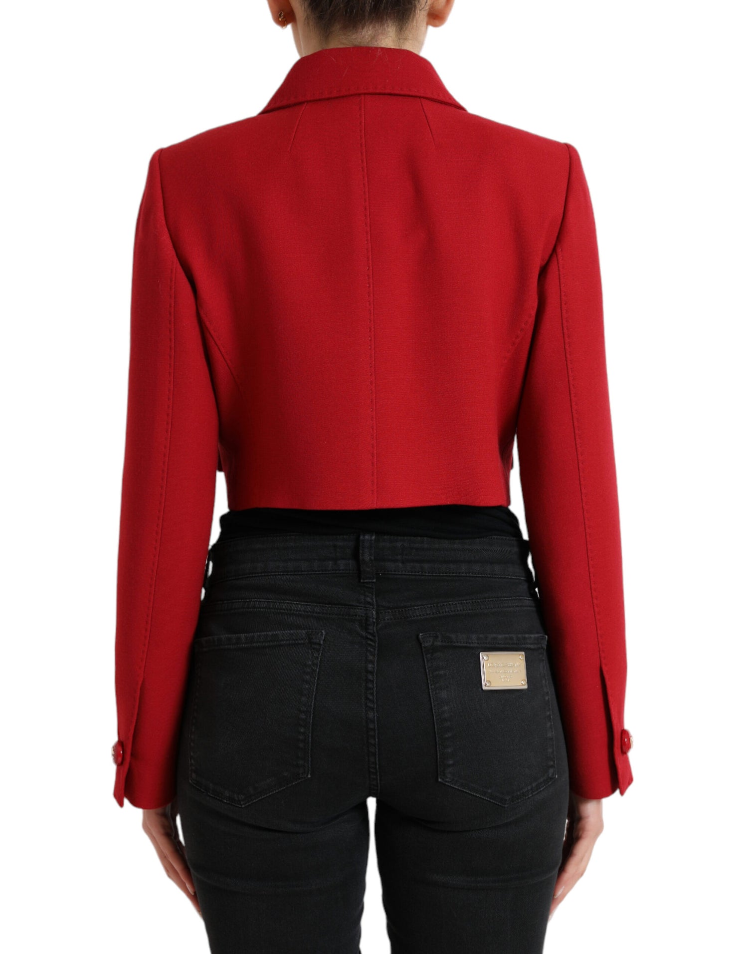 Dolce & Gabbana Red Wool Cropped Short Button Coat Jacket - DEA STILOSA MILANO