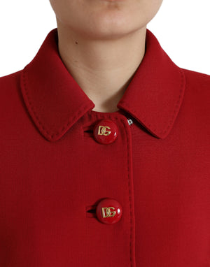 Dolce & Gabbana Red Wool Cropped Short Button Coat Jacket - DEA STILOSA MILANO