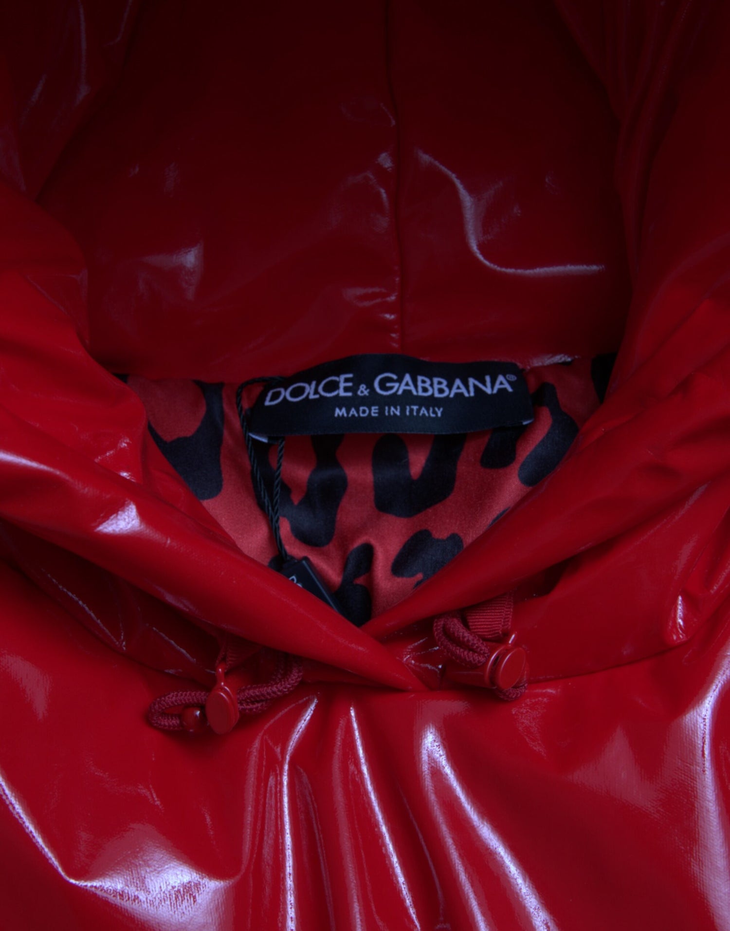 Dolce & Gabbana Shiny Red Hooded Cropped Short Coat Jacket - DEA STILOSA MILANO