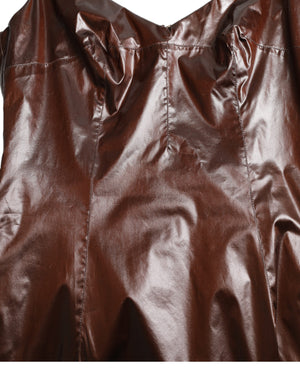 Dolce & Gabbana Brown Shiny Silk Sheath Sleeveless Bodycon Midi Dress - DEA STILOSA MILANO