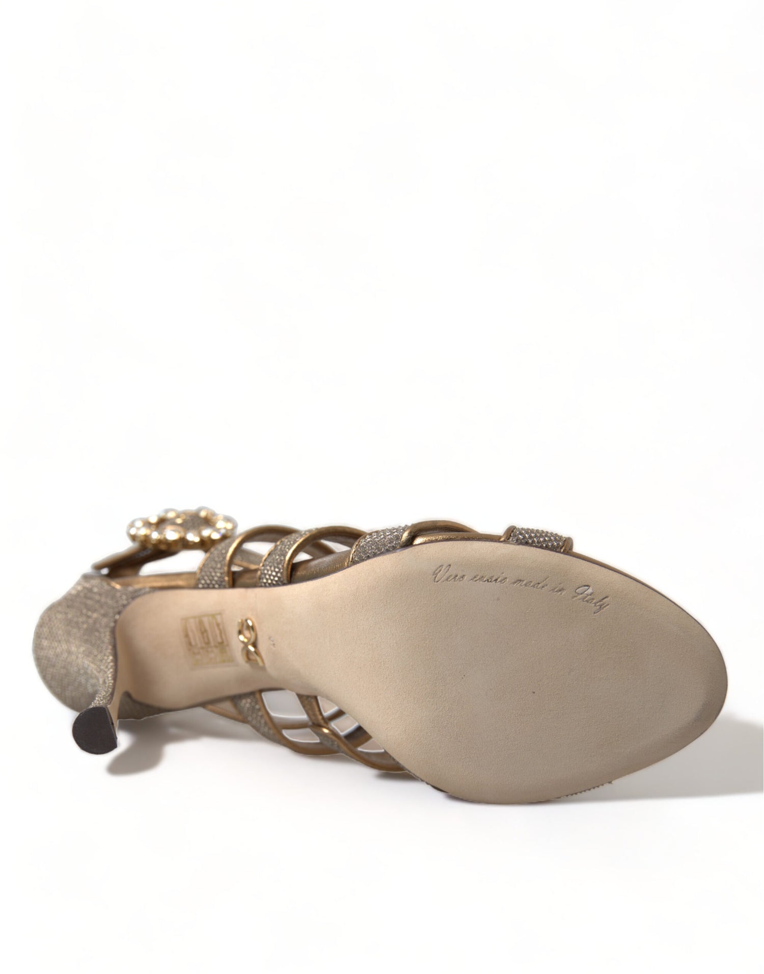 Dolce & Gabbana Bronze Crystal Strap Heels Sandals Shoes - DEA STILOSA MILANO