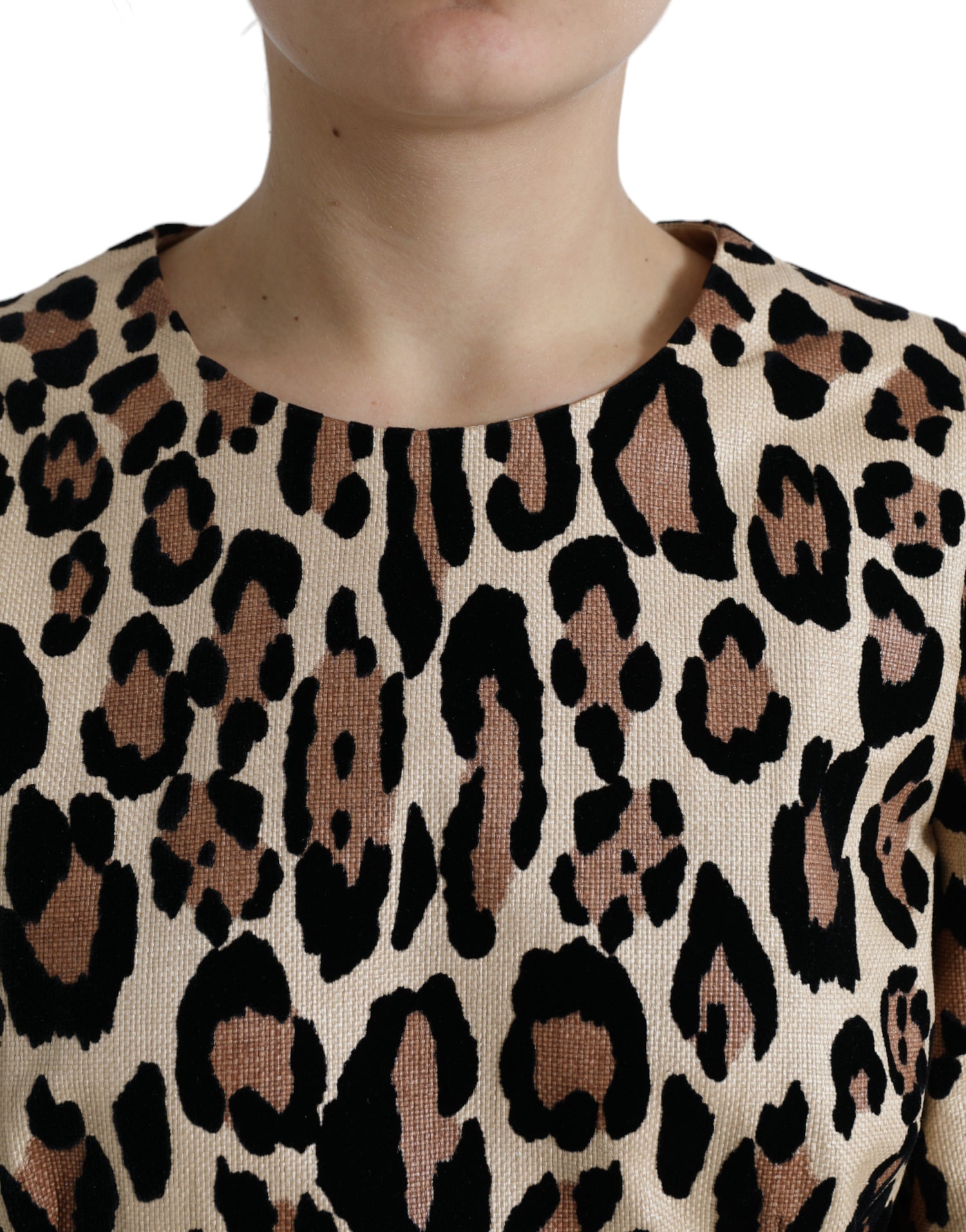 Dolce & Gabbana Brown Leopard Print Nylon Aline Mini Dress - DEA STILOSA MILANO
