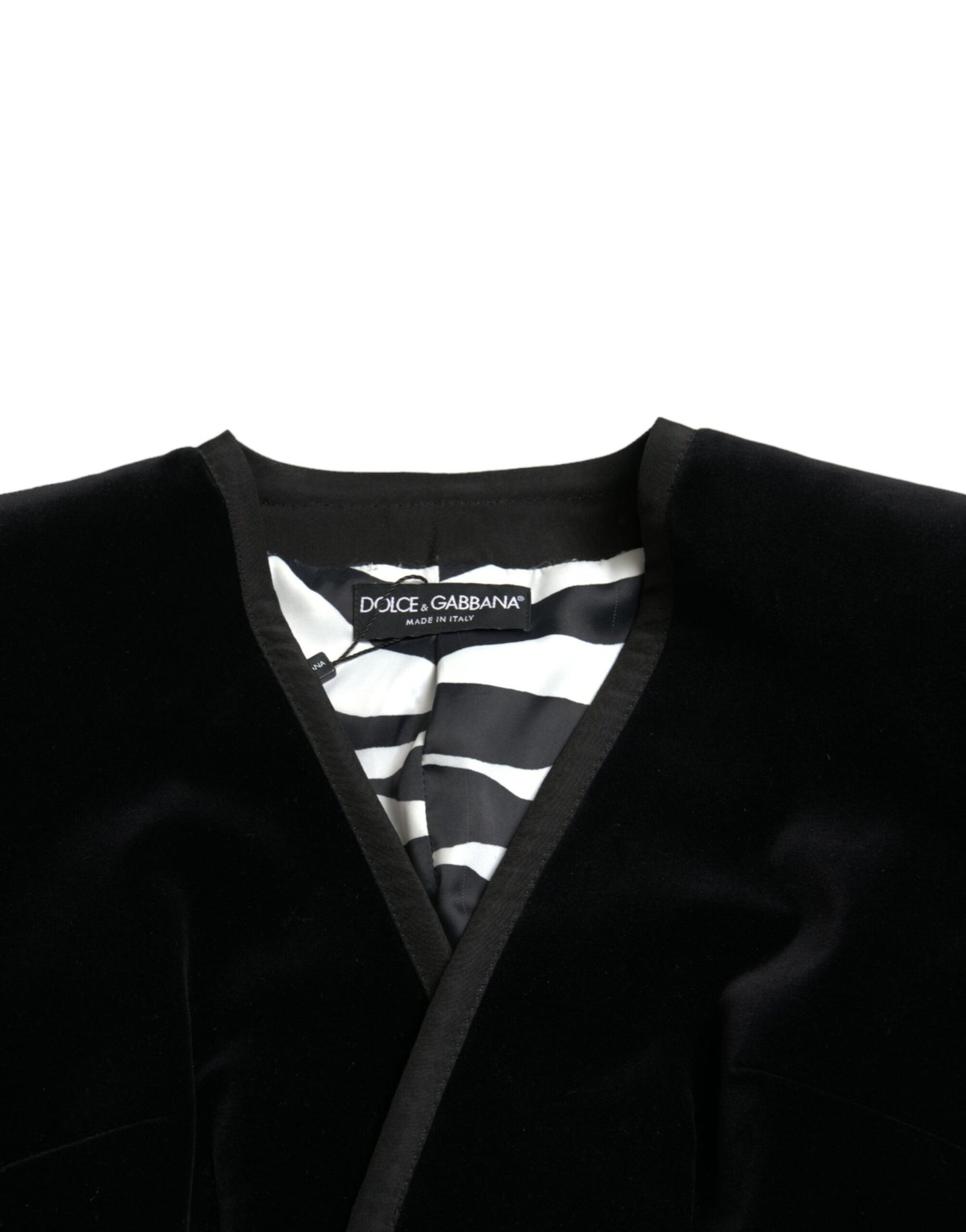 Dolce & Gabbana Black Velvet Cotton Double Breasted Jacket - DEA STILOSA MILANO