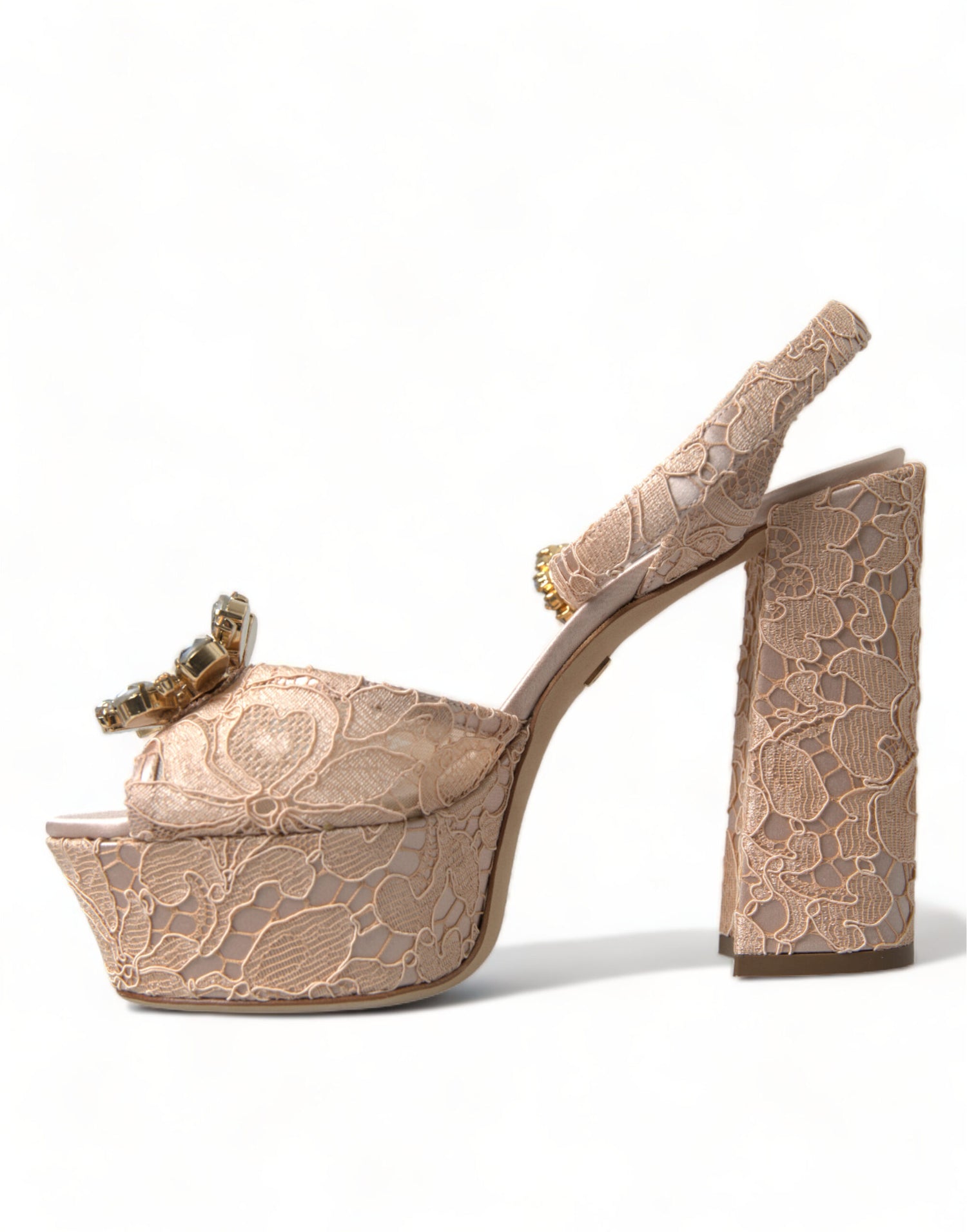 Dolce & Gabbana Pink Lace Taormina Platform Sandals Shoes - DEA STILOSA MILANO