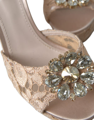 Dolce & Gabbana Pink Lace Taormina Platform Sandals Shoes - DEA STILOSA MILANO