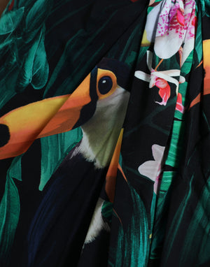 Dolce & Gabbana Green Tropical Jungle Print One Shoulder Midi Dress - DEA STILOSA MILANO