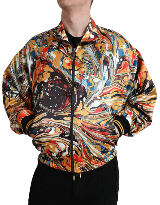 Dolce & Gabbana Multicolor Abstract Polyester Bomber Jacket - DEA STILOSA MILANO