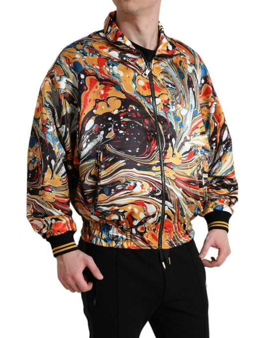 Dolce & Gabbana Multicolor Abstract Polyester Bomber Jacket - DEA STILOSA MILANO