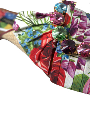 Dolce & Gabbana Multicolor Floral Flats Crystal Sandals Shoes - DEA STILOSA MILANO