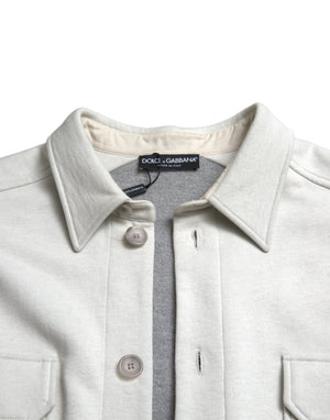 Dolce & Gabbana Grey Cotton Button Down Collared Coat Jacket - DEA STILOSA MILANO