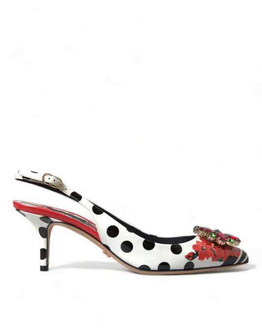 Dolce & Gabbana Multicolor Leather Crystal Slingback Pump Heels Shoes - DEA STILOSA MILANO
