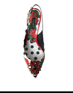 Dolce & Gabbana Multicolor Leather Crystal Slingback Pump Heels Shoes - DEA STILOSA MILANO