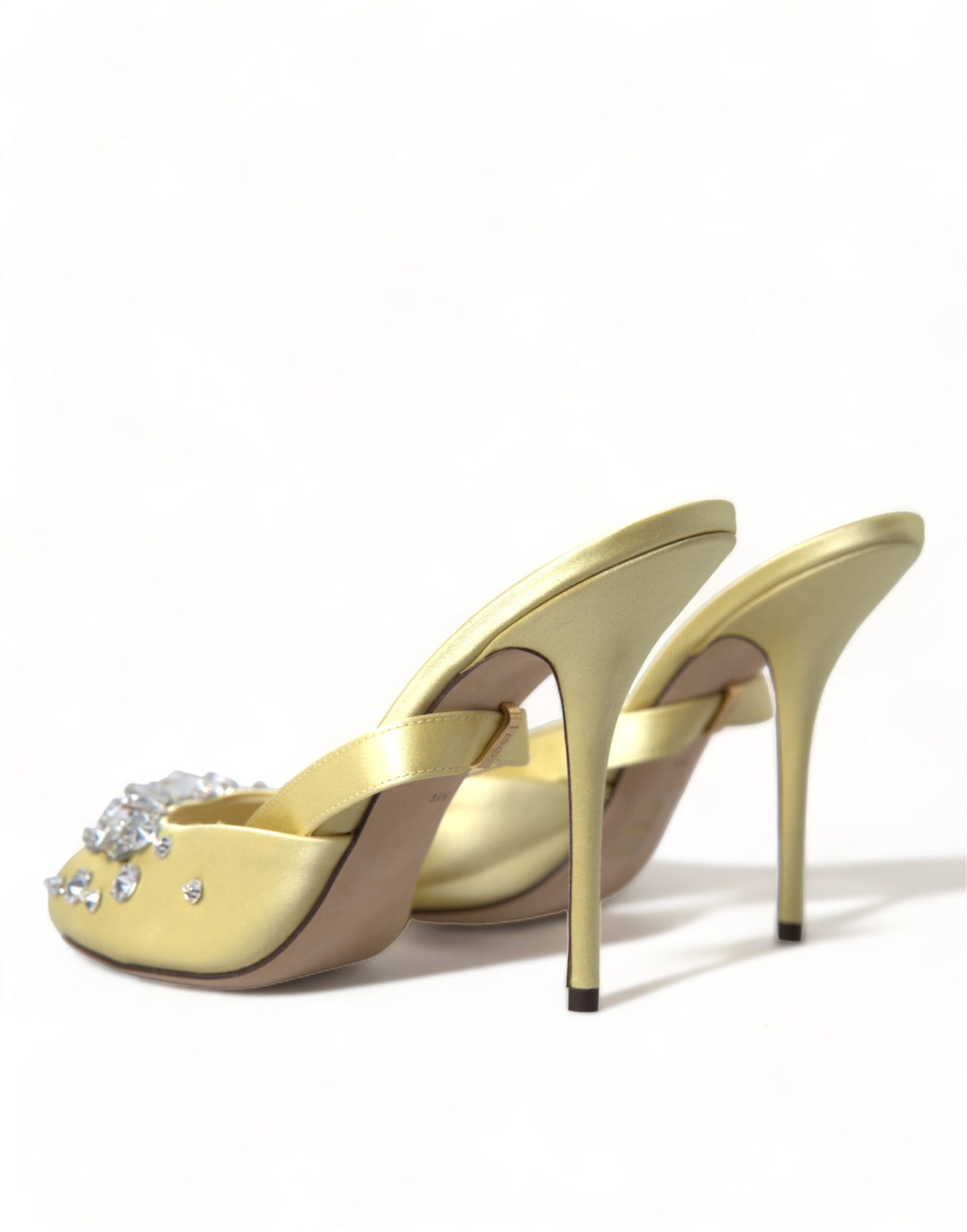Dolce & Gabbana Yellow Satin Crystal Mary Janes Sandals - DEA STILOSA MILANO