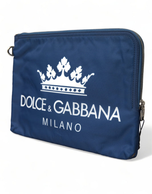 Dolce & Gabbana Blue DG Milano Print Nylon Pouch Clutch Men Bag - DEA STILOSA MILANO