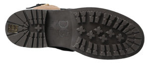 Dolce & Gabbana Black Leather Brown Shearling Boots - DEA STILOSA MILANO