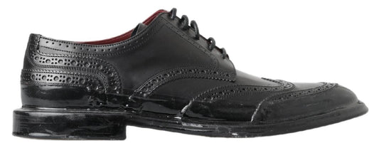 Dolce & Gabbana Black Leather Oxford Wingtip Formal Derby Shoes - DEA STILOSA MILANO