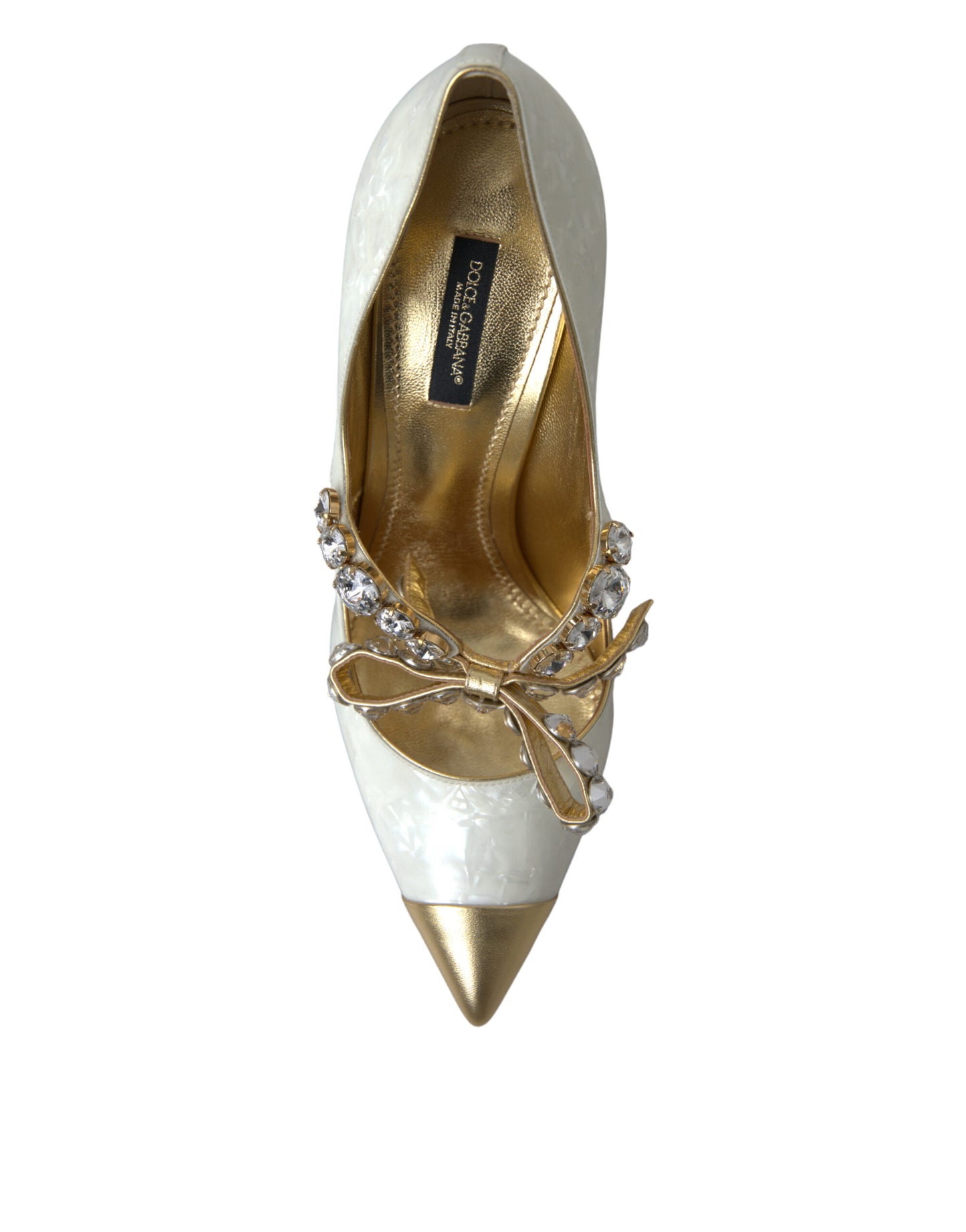 Dolce & Gabbana White Mary Jane Crystal Pearl Pumps Shoes - DEA STILOSA MILANO