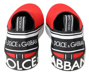 Dolce & Gabbana Red White Flat Sneakers Loafers Shoes - DEA STILOSA MILANO