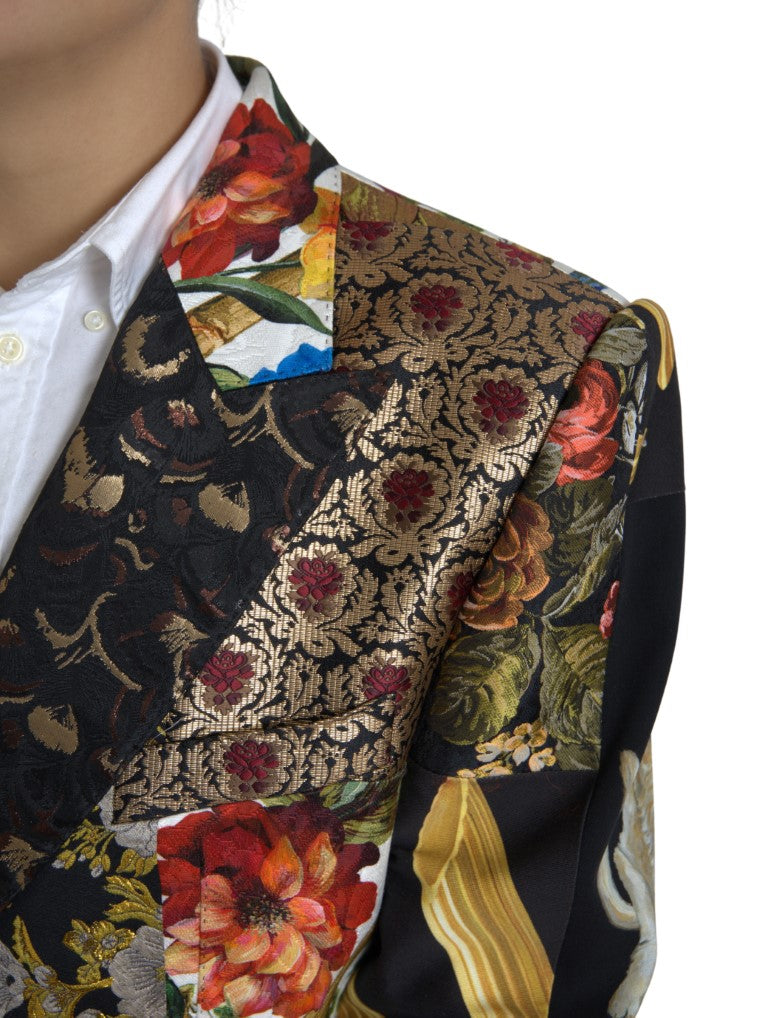 Dolce & Gabbana Multicolor Patchwork Jacquard Coat Blazer - DEA STILOSA MILANO