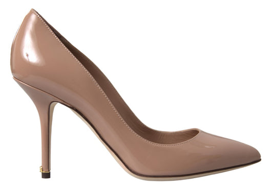 Dolce & Gabbana Beige Leather Pumps Patent Heels Shoes - DEA STILOSA MILANO