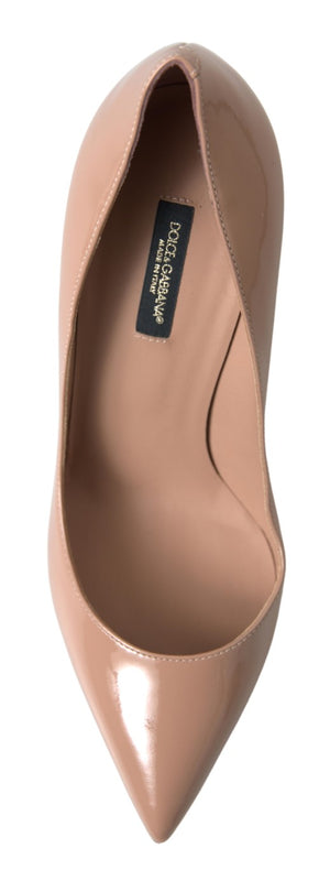 Dolce & Gabbana Beige Leather Pumps Patent Heels Shoes - DEA STILOSA MILANO