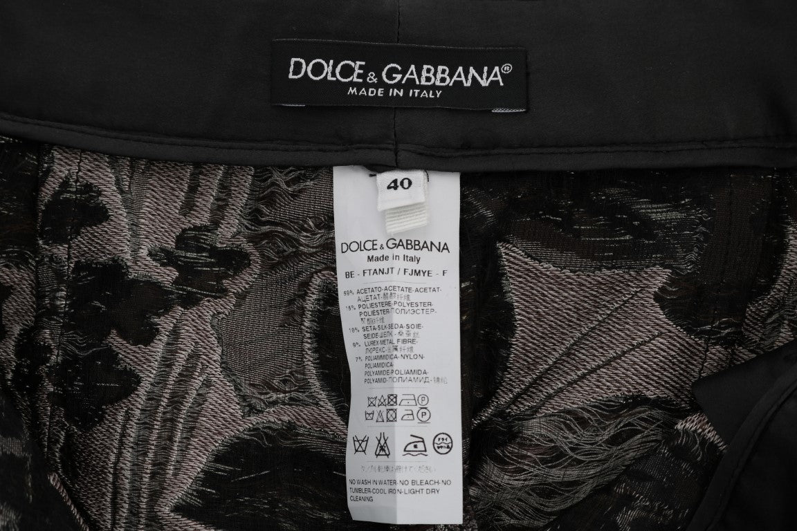 Dolce & Gabbana Gray Floral Brocade High Waist Shorts - DEA STILOSA MILANO