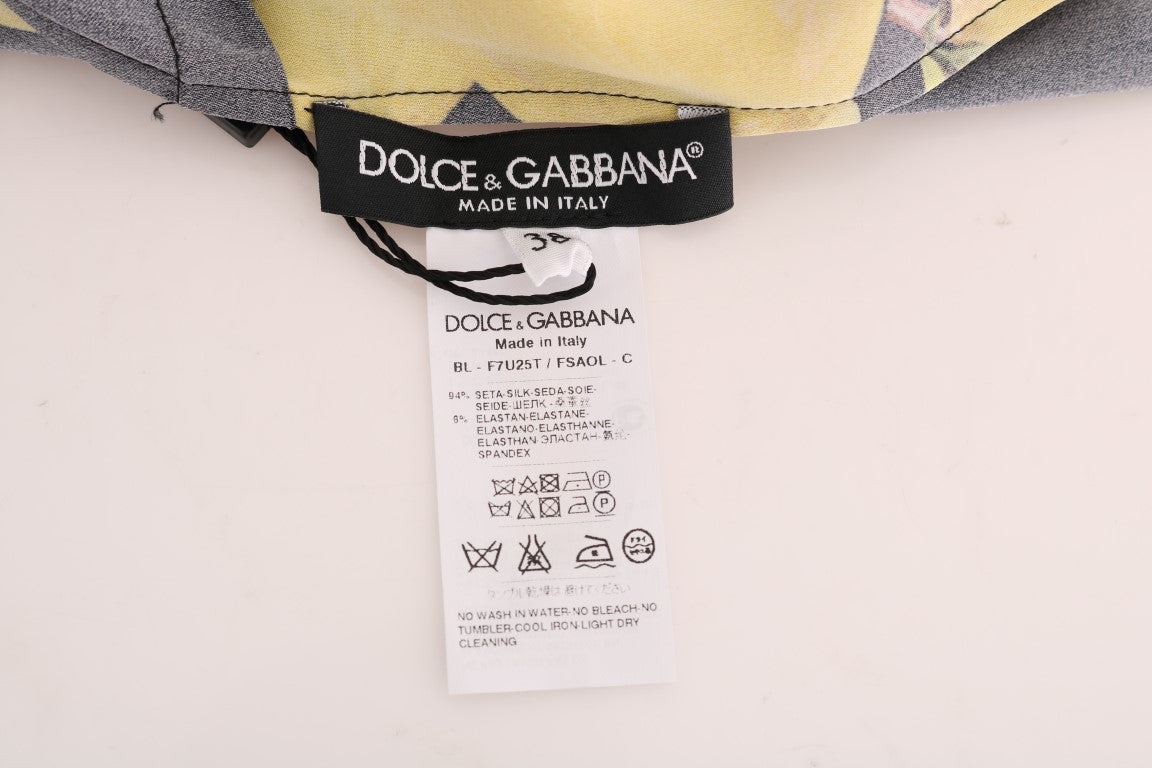 Dolce & Gabbana Multicolor Lemon Silk Stretch T-Shirt - DEA STILOSA MILANO