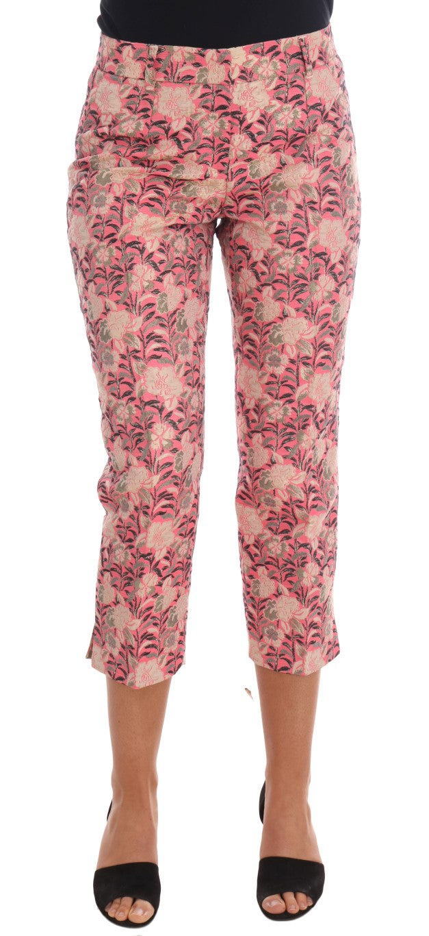 Dolce & Gabbana Pink Floral Brocade Capri Pants - DEA STILOSA MILANO