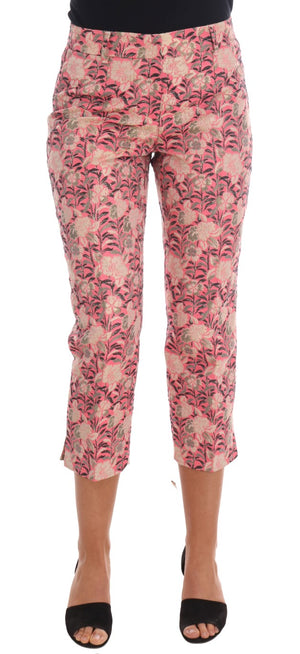 Dolce & Gabbana Pink Floral Brocade Capri Pants - DEA STILOSA MILANO