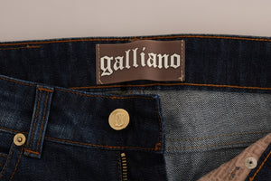 John Galliano Blue Wash Cotton Stretch Skinny Low Jeans - DEA STILOSA MILANO