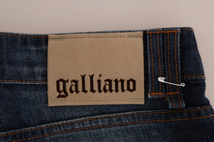 John Galliano Blue Wash Cotton Stretch Skinny Low Jeans - DEA STILOSA MILANO
