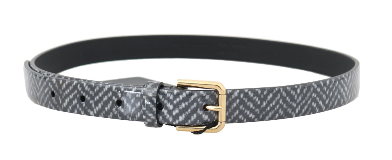 Dolce & Gabbana Black White Chevron Pattern Leather Belt - DEA STILOSA MILANO