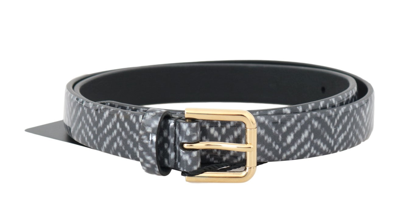 Dolce & Gabbana Black White Chevron Pattern Leather Belt - DEA STILOSA MILANO