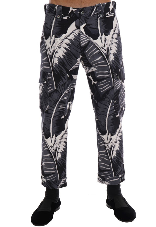 Dolce & Gabbana Gray Banana Leaf Cotton Pants - DEA STILOSA MILANO