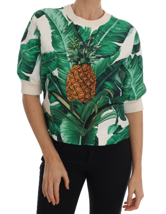 Dolce & Gabbana Pineapple Banana Sequins Crewneck Sweater - DEA STILOSA MILANO