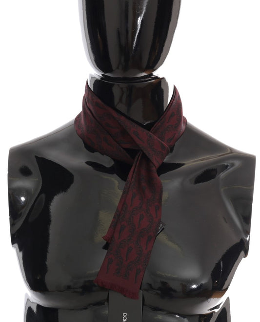 Dolce & Gabbana Bordeaux Silk Crown Chili Scarf - DEA STILOSA MILANO
