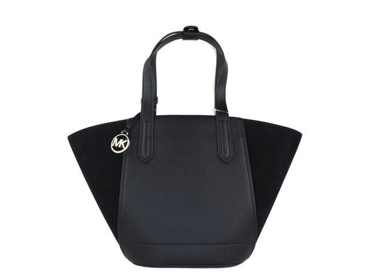 Michael Kors Portia Small Pebbled Leather Suede Tote Handbag (Black) - DEA STILOSA MILANO
