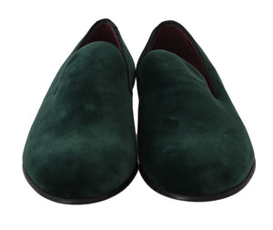 Dolce & Gabbana Green Suede Leather Slippers Loafers - DEA STILOSA MILANO