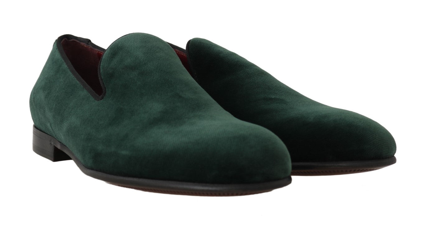 Dolce & Gabbana Green Suede Leather Slippers Loafers - DEA STILOSA MILANO