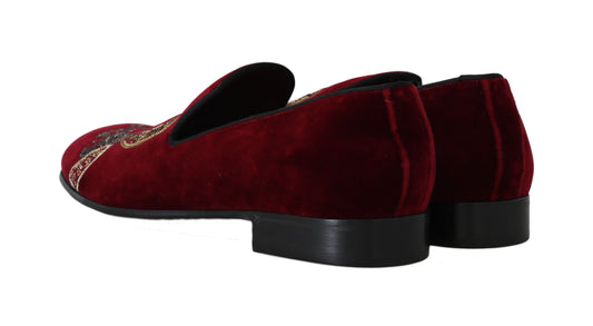 Dolce & Gabbana Bordeaux Velvet Loafers Gun Horseshoe Shoes - DEA STILOSA MILANO