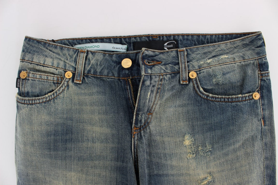 Cavalli Blue Cotton Low Waist Jeans - DEA STILOSA MILANO